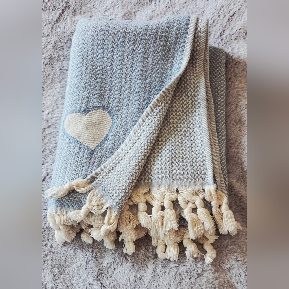 Jillian Harris Droplet Blue and Soft White Cozy Throw Blanket